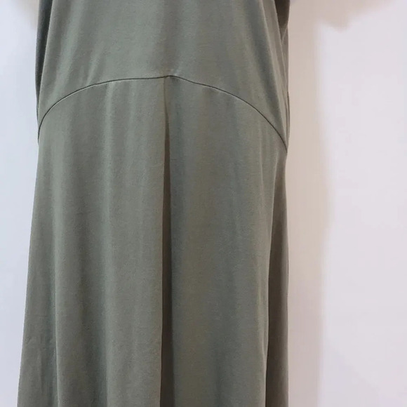 ZARA Womens Regular Oversized Army Green Shirt Dress Shark Bite Hem Size Small - Picture 6 of 16